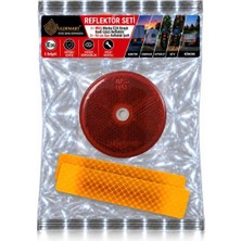 Uldemart Reflektör Seti- Was Kedi Gözü Reflektör 61 mm Çap & 2 adet x 10 cm Sarı Reflektif Şerit