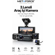 Metaforce 3 Lensli Wi-Fi Araç Içi Kamera – 1080P Full Hd 3.18\" IPS Dokunmatik Ekran Gece Görüşlü Park Modu Destekli Otonom Kamera Türkçe