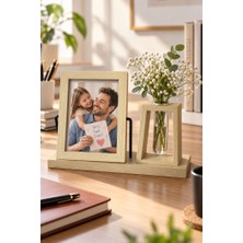 Uretti - Okay 5711 3142  10X15 cm Ahşap Fotoğraf Çerçevesi Cam Tüplü Mini Çiçeklik Dekoratif Stand