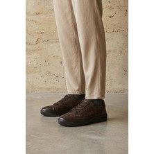 Ziya, Erkek Hakiki Deri Sneaker 1631064Z258 Kahve