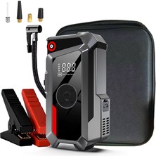 Leeways 4'ü 1 Arada Araç Akü Takviye Cihazı Jump Starter & Dijital Lastik Hava Pompası Kompresör 10000 Mah Powerbank - Çantalı Set