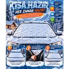 Mega Oto Market 4 Mevsim Ön Cam Koruma Brandası 145X95 cm Kar Buz Dolu ve Güneş Koruyucu Örtü