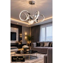 Yeni Aydınlatma Geniş Kasa Çizgili Kuğu Krom Tek Top LED Avize