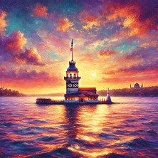 Bezos Kız Kulesi Kanvas Tablo 90X90CM