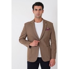Efor Slim Fit Torba Cep Esnek Tencel Kumaş Bej Ceket C 751