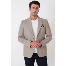 Efor Slim Fit Torba Cepli Esnek Yünlü Bej Ceket C 745