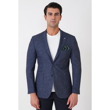 Efor Slim Fit Çift Yırtmaçlı Torba Cep Esenk Yünlü Lacivert Ceket C 752