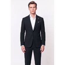 Efor Comfort Fit Torba Cep Gofre Kumaş Esnek Pamuklu Koyu Siyah Blazer Ceket C 739