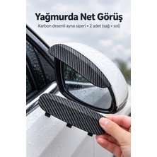 Evgereçlerim Araba Yan Ayna Yağmur Koruyucu Karbon Desenli Ayna Siperi 2'li Set