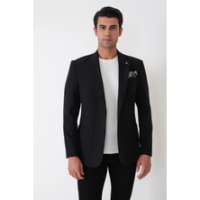 Efor Comfort Fit Torba Cep Esnek Pamuklu Siyah Ceket C 738