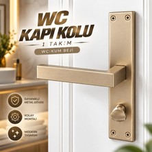 Nzb (1 Takım) Kum Beji Aynalı Wc - Lavabo Sağa Açılır Kapı Kolu Montaj Vidaları Dahil Kol