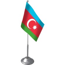 Bayrak Online Tekli Azerbaycan Masa Bayrağı Takımı 15 x 22,5 cm Çiftkat Saten Kumaş