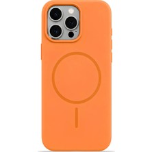 Velvoria iPhone 15 Pro Mag Core Akıllı Magsafe Animasyonlu Silikon Kılıf Turuncu