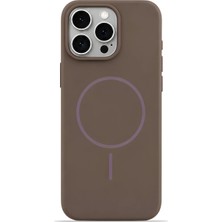 Velvoria iPhone 16 Pro Max Mag Core Akıllı Magsafe Animasyonlu Silikon Kılıf Kahverengi