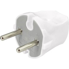 De-Pa 11112 Topraksız Erkek Fiş Mimoza Beyaz 6A 220-250V P+N