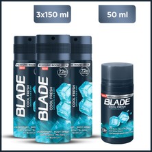 Blade Cool Fresh Erkek Alüminyumsuz Deodorant 3x150 Ml & Cool Fresh Roll On 50 Ml