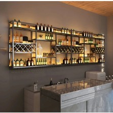 KC-0252 Endüstriyel Metal Duvara Monte Şarap Rafı Cafe Bar Otel Şaraplık
