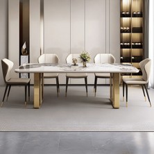 YMK460 Modern Dikdörtgen Yemek Masası Mdf Üstlü Metal Ayaklı