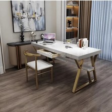 ÇLM3601 Modern Dikdörtgen Çalışma Masası Mdf Metal Ayaklı