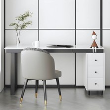 ÇLM328 Modern Dikdörtgen Çalışma Masası Mdf Üstlü Metal Ayaklı Çekmeceli