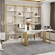 ÇLM4507 Modern Dikdörtgen Çalışma Masası Ahşap Metal Kızak Ayaklı