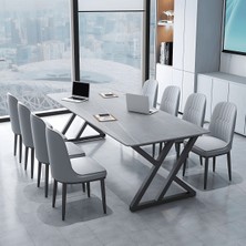 ÇLM6845 Modern Dikdörtgen Çalışma Masası Mdf Üstlü Metal Kızak Ayaklı