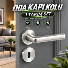 Nzb [1 Takım] Saten Renk Yuvarlak Rozetli Oda Kapı Kolu Modern Şık Iç Kapı Kolu Sağ Sol Uyumlu