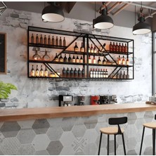 KC-0251 Modern Metal Duvar Tipi Şarap Rafı Cafe Bar Şaraplık 180CM