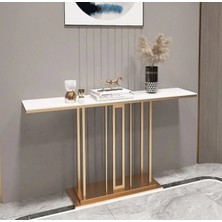 KC-0193 Modern Dikdörtgen Beyaz Mdf Konsol Masa, Zarif Geometrik Tabanlı