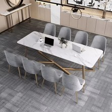 YMK349 Modern Dikdörtgen Çalışma Masası Mdf Üstlü Metal Ayaklı Beyaz