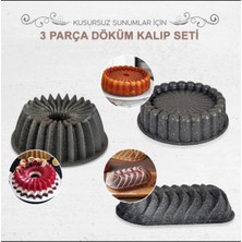 Esta Slice Döküm Granit Kaplama 3 Lü Kek Kalibi Seti Gri