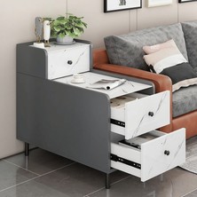 ZGN61814 Modern Mdf Dikdörtgen 3 Çekmeceli Yan Sehpa