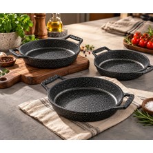 Esta Döküm Granit 3lü Sahan 18-20-22 cm Siyah Siyah
