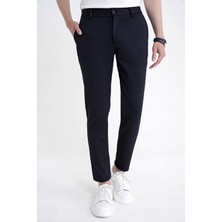 Efor Comfort Fit Rahat Kalıp Beli Lastikli Armürlü Dokuma Esnek Pamuklu Lacivert Jogger Pantolon P 1217