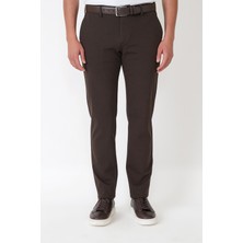 Efor Slim Fit Yan Cepli Esnek Tencel Karışımlı Kahverengi Pantolon P 1233