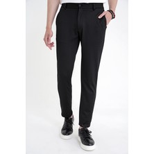 Efor Erkek Comfort Fit Rahat Kalıp Beli Lastikli Armürlü Dokuma Esnek Pamuklu Siyah Jogger Pantolon P 1217