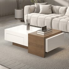 SHP2478 Beyaz ve Ceviz Açılabilir Dikdörtgen Sehpa