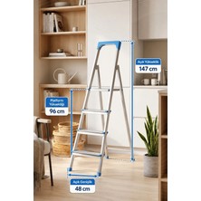 Perilla Profil Merdiven GI200 11004 Metal 4+1 Basamaklı Gümüş Gri Klasik Tasarım Ergonomik