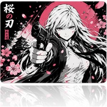 Urzuva Sakura Gunslinger 48X40 4mm Gaming Oyuncu Mousepad, Büyük Boy Premium Mouse Pad Kaydırmaz