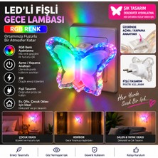 Gleam LED Fişli Gece Lambası 2W Kelebek Tasarım Mix Rgb Renkli Açma Kapama Anahtarlı Dekoratif Işık