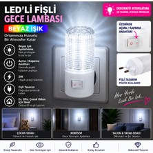 Gleam LED Fişli Gece Lambası 2W Beyaz Işık Açma Kapama Anahtarlı Priz Tipi Dekoratif Gece Aydınlatması