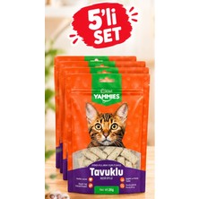 Kiwi Pets KYCT-50355 Yammies Dondurularak Kurutulmuş Tavuklu Kedi Otlu Mama 20 gr 5li Set