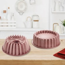 Esta Döküm Slice Rose Gold 2lı Kek Kalıbı Seti Pembe