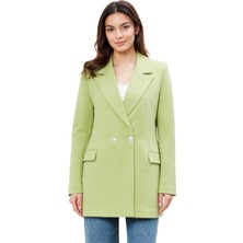 Bolivente Fıstık Yeşili Oversize Dokuma Blazer Ceket