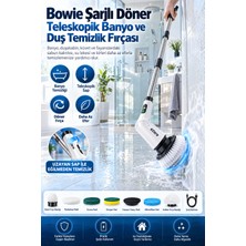 Bowie Şarjlı Döner Teleskopik Temizlik Fırçası Banyo ve Duş Temizlik Fırçası