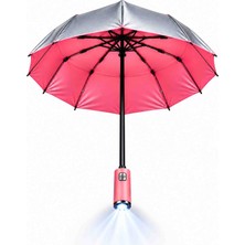 Upeka Premium Otomatik 10 Telli LED Fenerli Uv Koruma Çift Katmanlı Su Geçirmez Deri Kılıflı Şemsiye