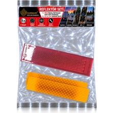 Uldemart Reflektör Seti- Was Kedi Gözü Reflektör Kırmızı 126 mm  x 34 mm & 2 adet x 10 cm Sarı Reflektif Şerit