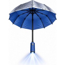 Upeka Premium Otomatik 10 Telli LED Fenerli Uv Koruma Çift Katmanlı Su Geçirmez Deri Kılıflı Şemsiye