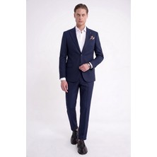 Efor Slim Fit Mono Yaka %97 Tencel Kumaş Çift Yırtmaç Esnek Lacivert Takım Elbise Tk 941