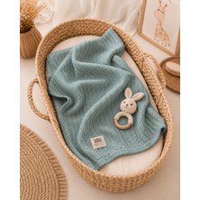 Fulya Tuhafiye Ftbabycollection Örgü Desen Bebek Pike Battaniye, %100 Pamuk Bebek Battaniyesi 90X110 cm